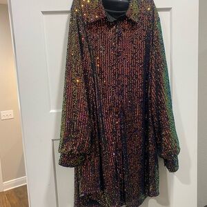 JODIFL Rainbow Sequin Mini Dress